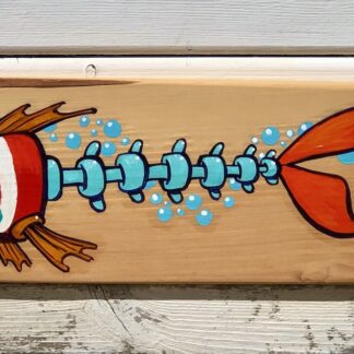 orange bonefish painting on wood