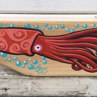 giant squid painting on wood