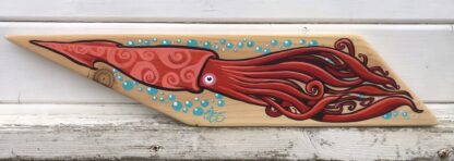 giant squid painting on wood