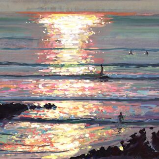 woolacombe beach surfing painting by artist Steve PP